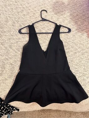 Express Black Peplum Tank Top with Deep V